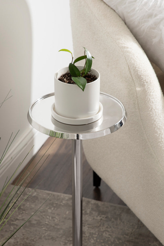 Sanzo Metal Side Table, Silver 9x9x23