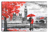 Couples Walking in Paris, Landscape Canvas Art Print, 20"x12"