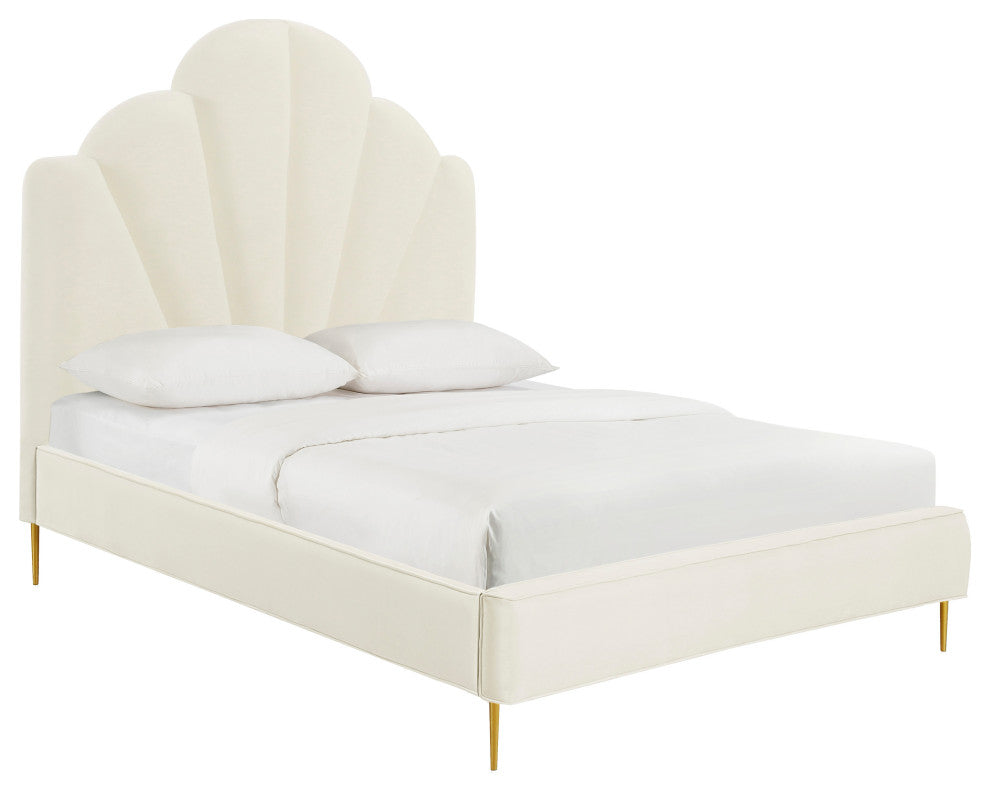 Bianca Cream Velvet Bed in King