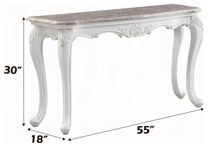Ciddrenar Sofa Table, Marble Top and White