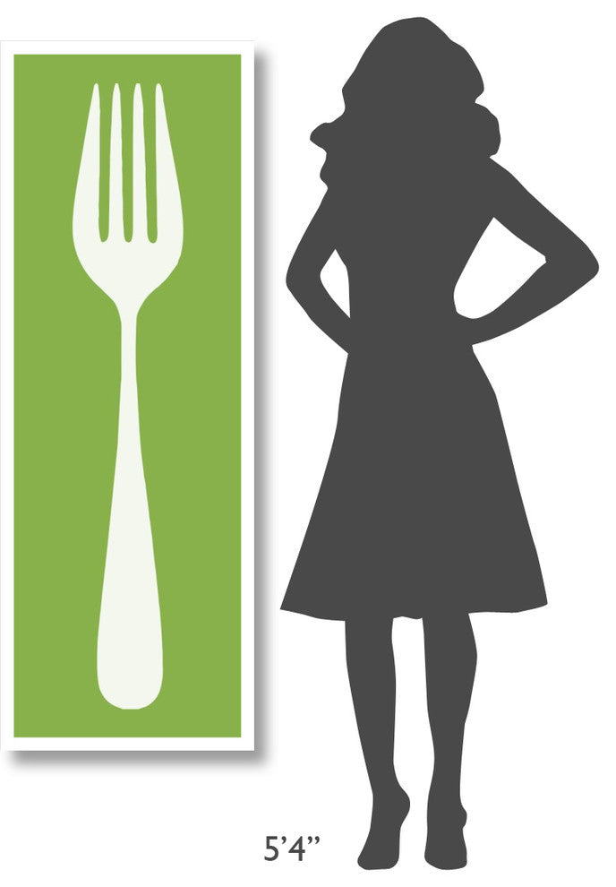 "Mealtime: White on Green - Fork" Digital Paper Print by BG.Studio, 20"x56"