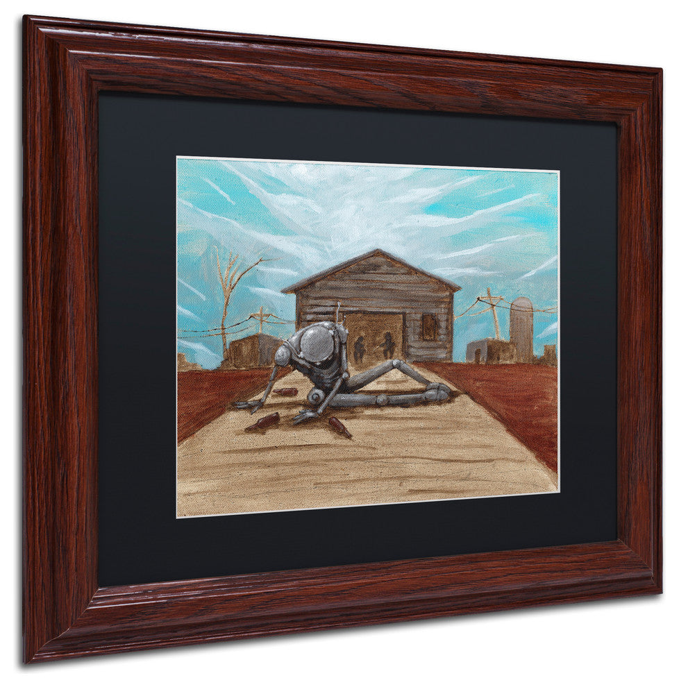 ''Illinois'' Matted Framed Art, Wood Frame, Black Matte, 14x11