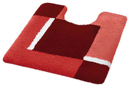 Contemporary Geometric Intersecting Block Pattern Bathroom Rugs ï¼ŒDakota, Ruby Re