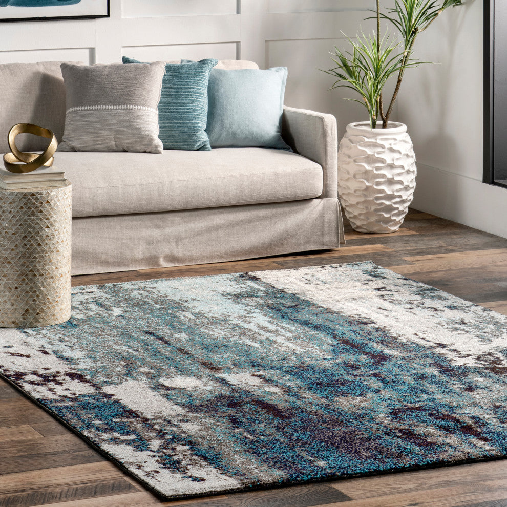 Nuloom Winter Abstract Area Rug, Teal 6'7"x9'
