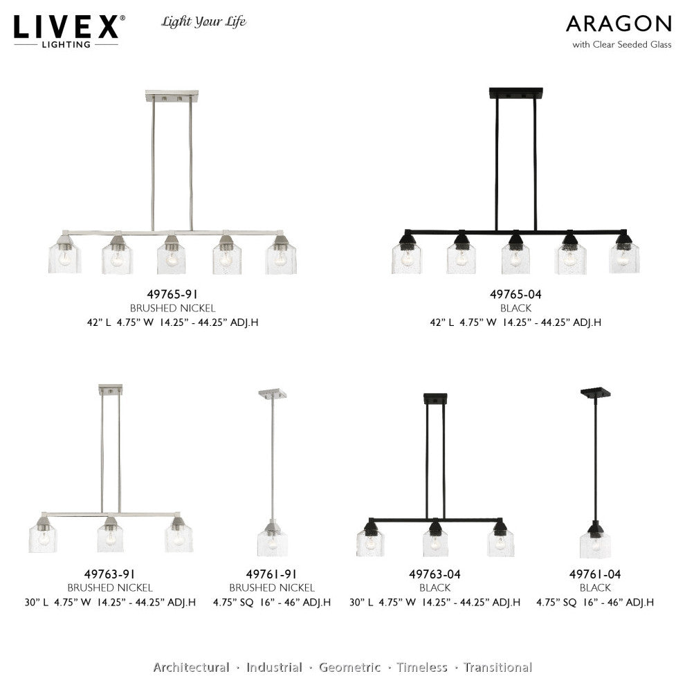 Aragon 5 Light Brushed Nickel Linear Chandelier