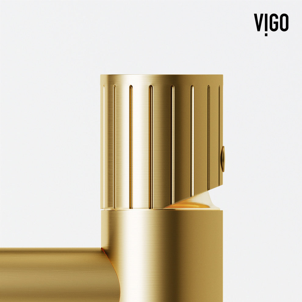 VIGO Ashford 8" H Single Handle Single Hole Bathroom Faucet, Matte Brushed Gold, Without Extras