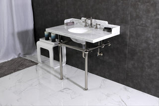 Kingston Brass LMS3630MB6 36" Carrara Marble Console Sink, Legs