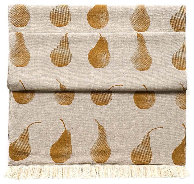 Set of Four Yellow Pear Pattern Placemats and Four Matching Napkins