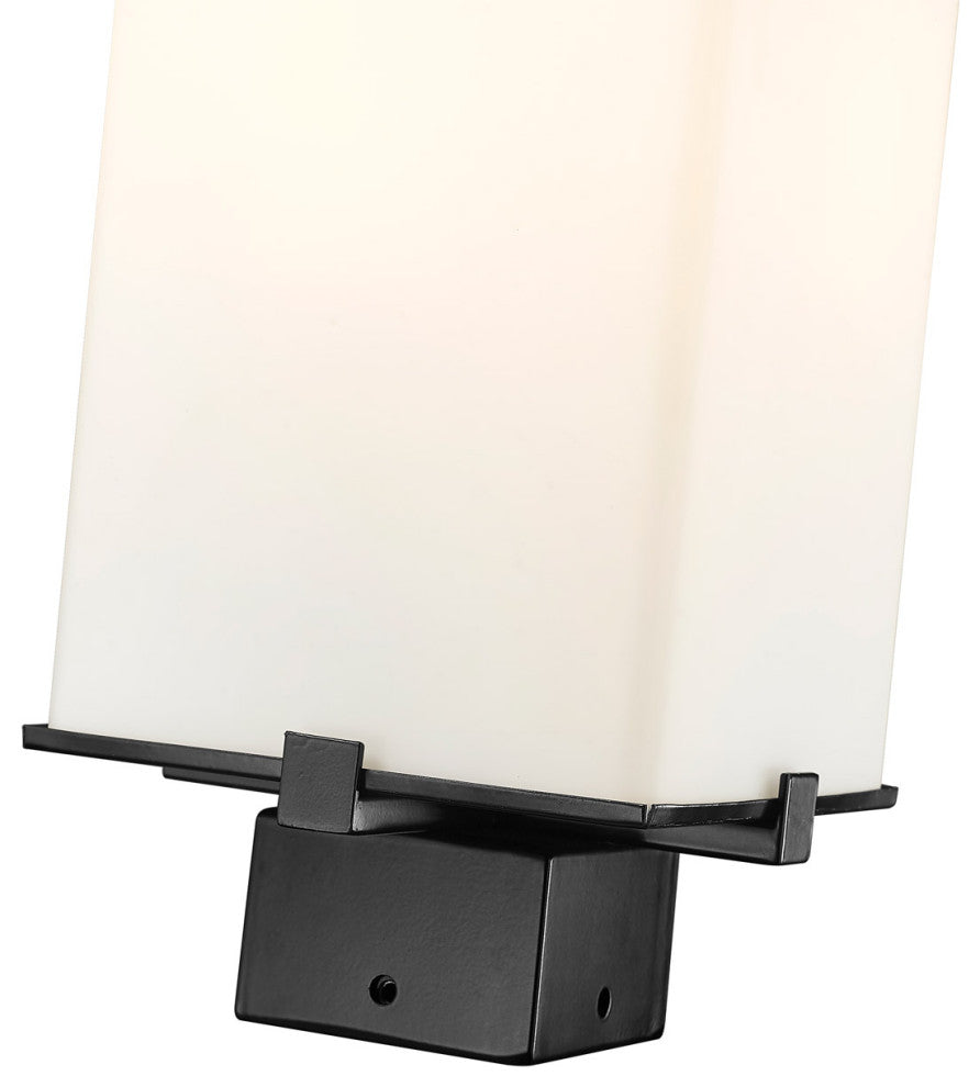 Zlite 593PHMS-BK 2-Light Outdoor Post Mount Fixture, White Opal