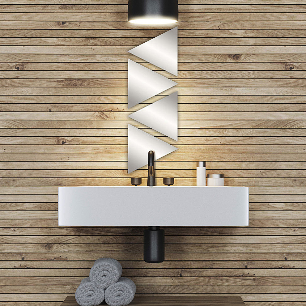 Small Decorative Wall Self Adhesive Shaped Mirrors, Set of 4, Triangle