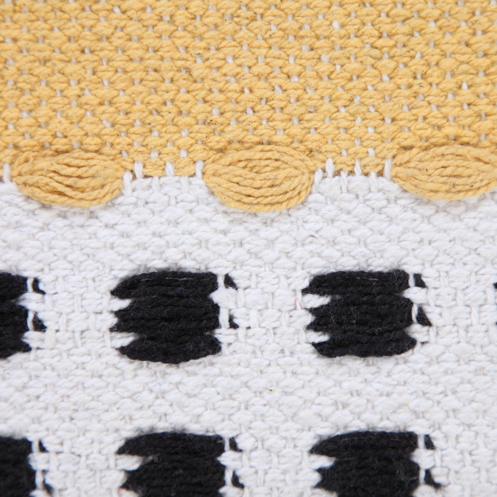 Ox Bay Handwoven Yellow/Black Stripe Organic Cotton Pillow Cover, 20"x20"