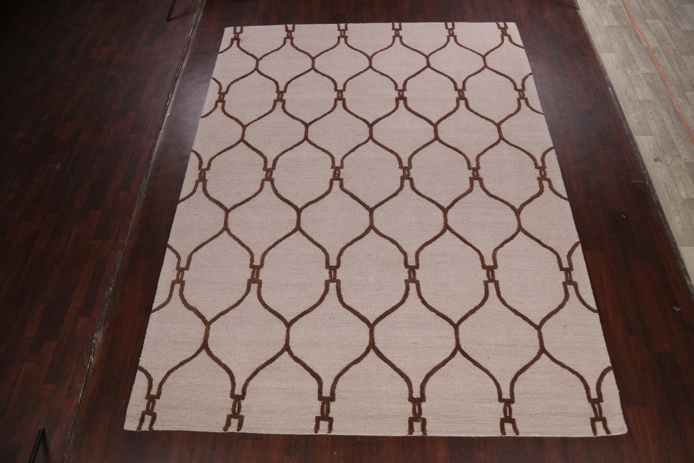 Trellis Contemporary Oriental Area Rug Hand-tufted Wool Carpet 9x12