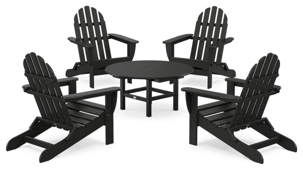 Folding Adirondack 5-Piece Conversation Group, Black
