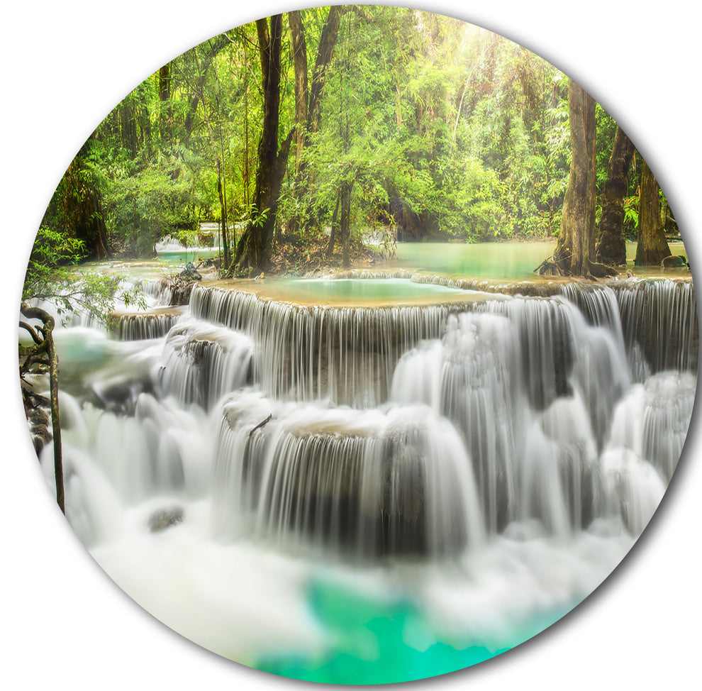 Kanchanaburi Erawan Waterfall, Photo Disc Metal Artwork, 23"