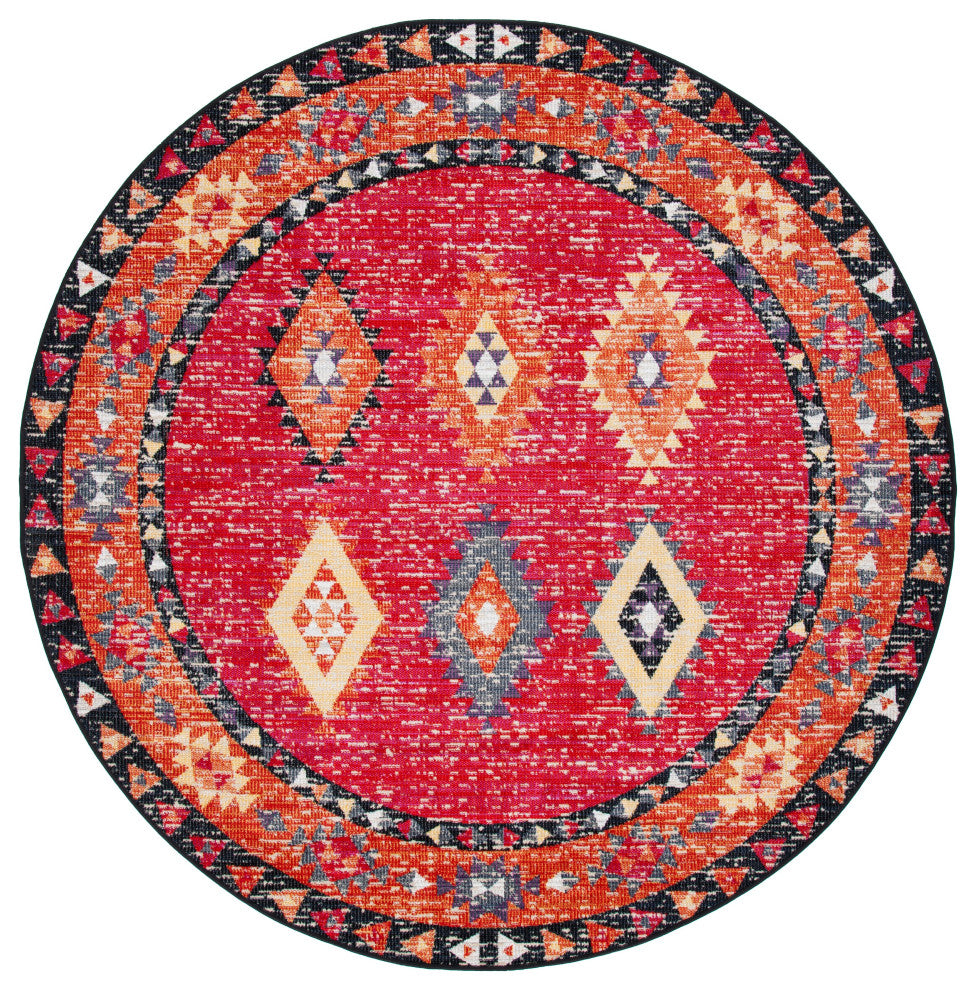 Safavieh Montage Mtg201Q Southwestern Rug, Red and Black, 8'0"x10'0"