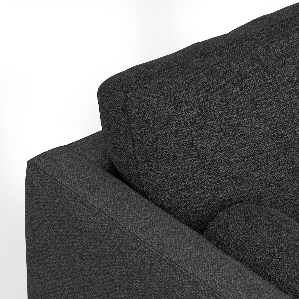 Morrison Mid Century Left Sectional Wide Sofa Tightly Woven Performance Fabric, Charcoal Grey