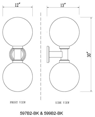 Laurent 2 Light Outdoor Wall Sconce Lighting, Black