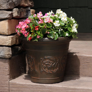 Sunnydaze Arabella Outdoor Flower Pot Planter , Rust Finish, 16", Single