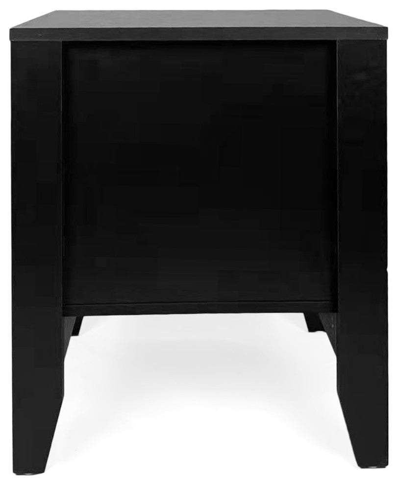 Cleary Contemporary Faux Wood Nightstand With Drawer, Black