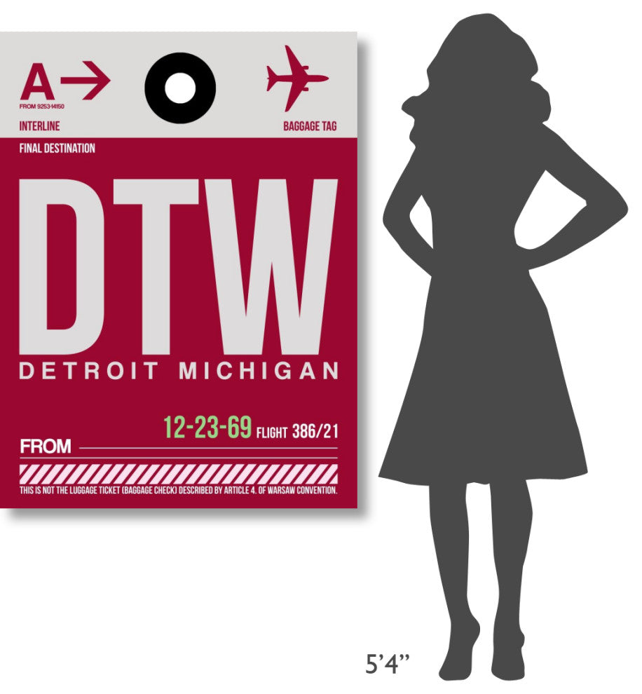 "DTW Detroit  Luggage Tag 1" Fine Art Print