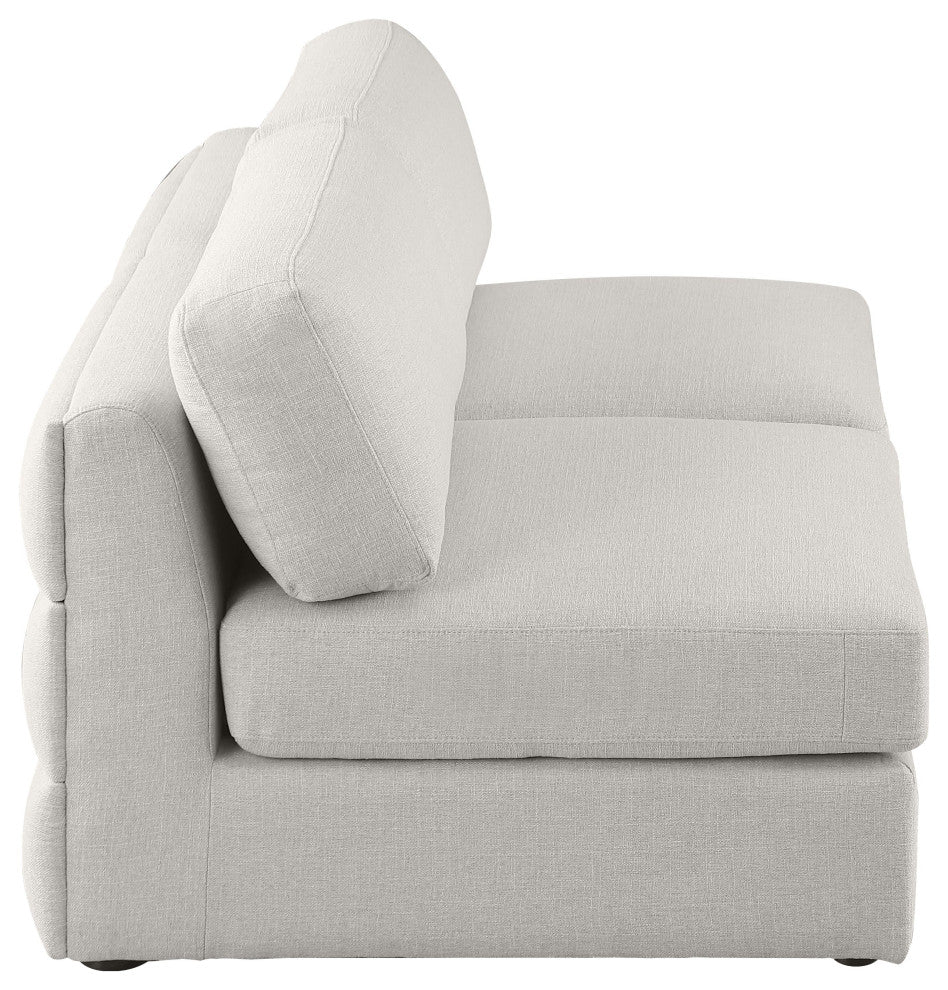 Beckham Linen Textured Fabric Upholstered 2-Piece Modular Sofa, Beige