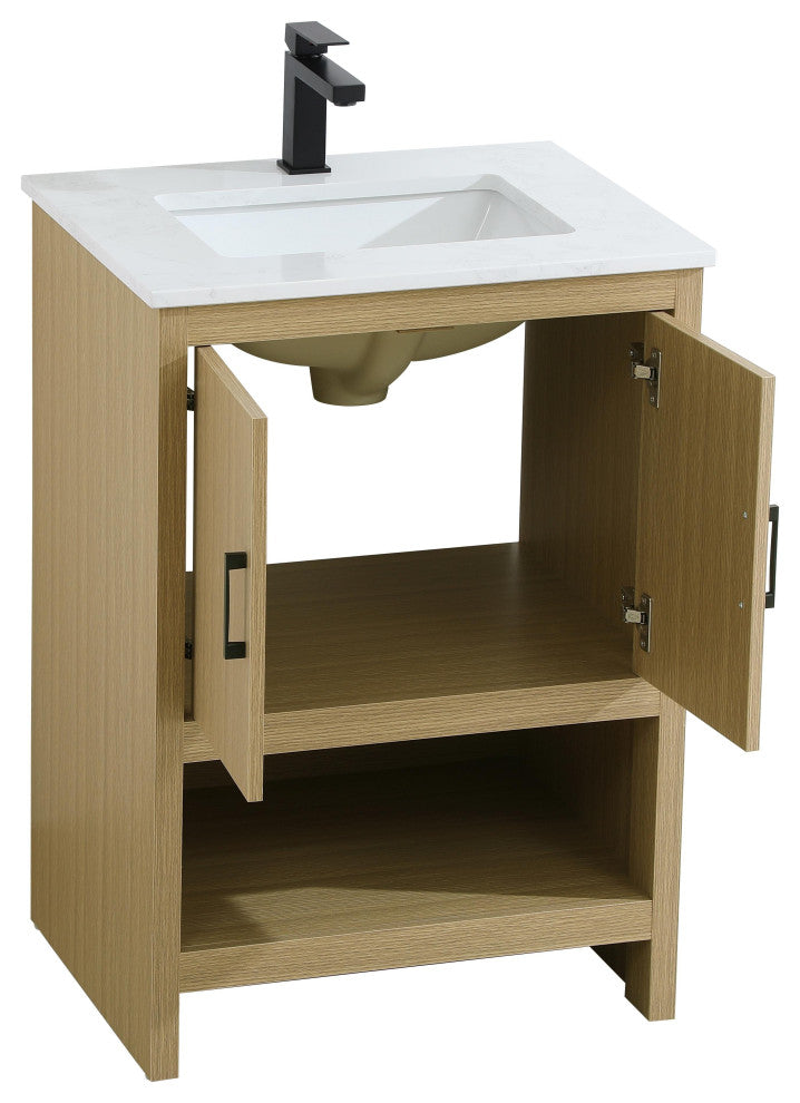 Home Living 24" Single Bathroom Vanity, Honey Brown