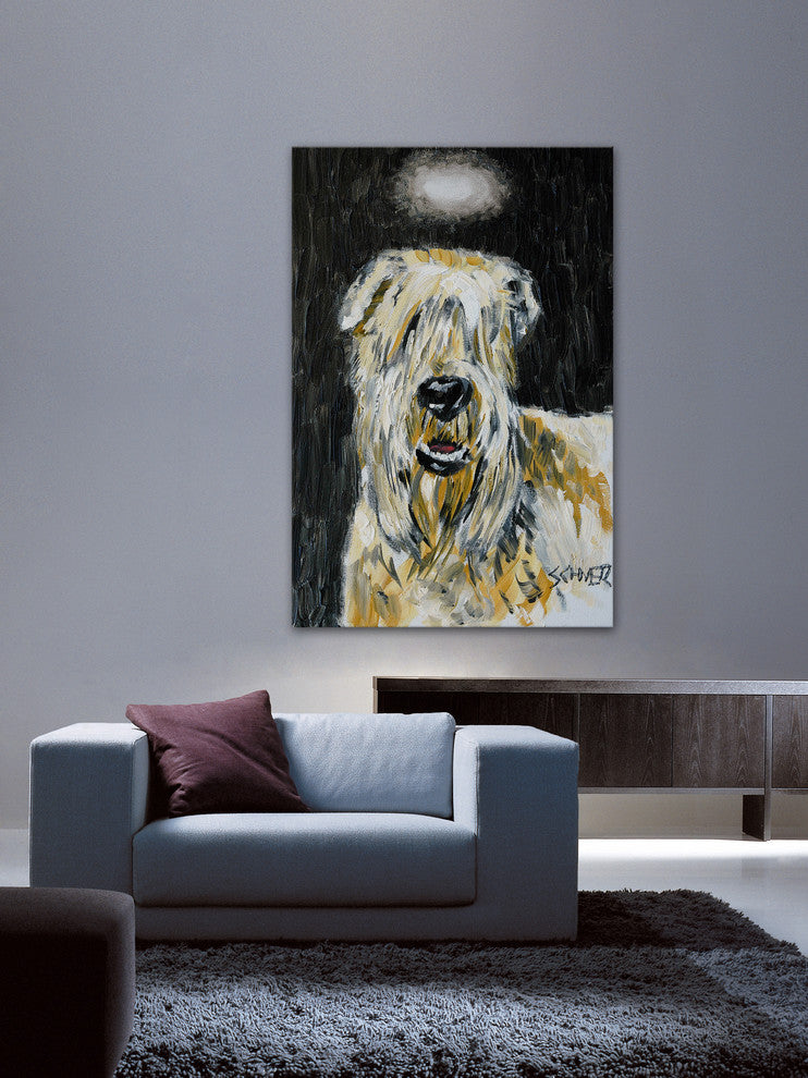 "Soft Coated Wheaton Terrier Angel" Painting Print on Wrapped Canvas, 24"x36"