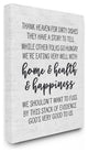 Home Health Happiness Subtle Birch Typography Stretched Canvas Wall Art, 16"x20"
