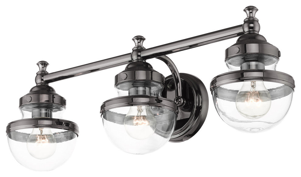 Livex Lighting Oldwick 3 Light Polished Black Chrome Vanity Sconce