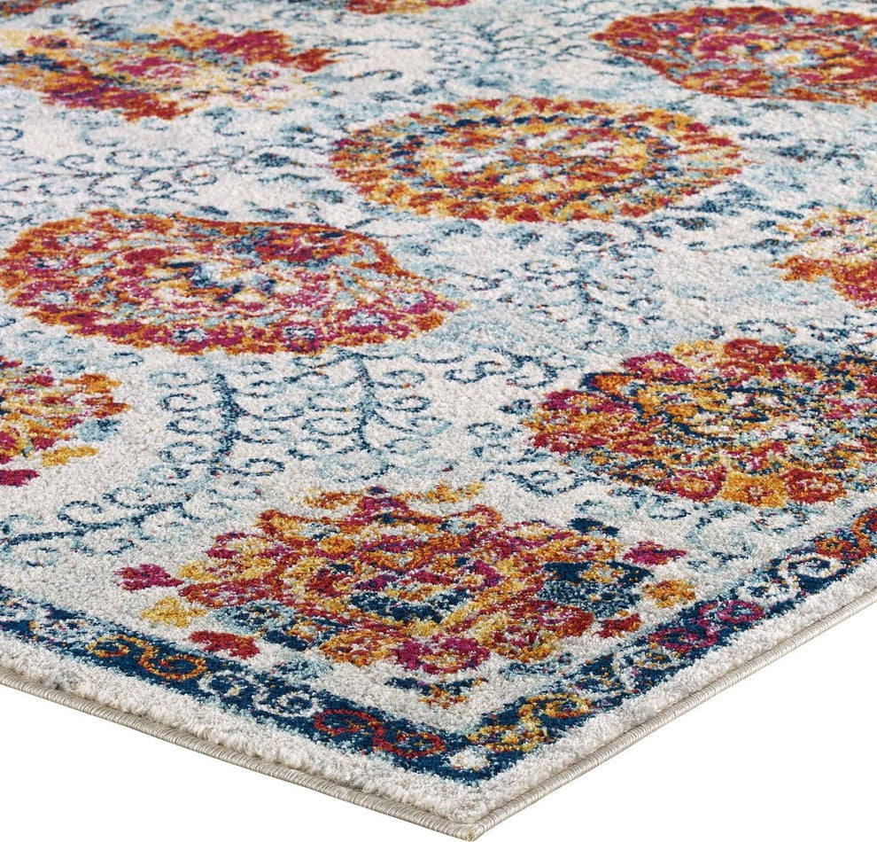 Entourage Kensie Distressed Vintage Floral Moroccan Trellis 5x8 Area Rug