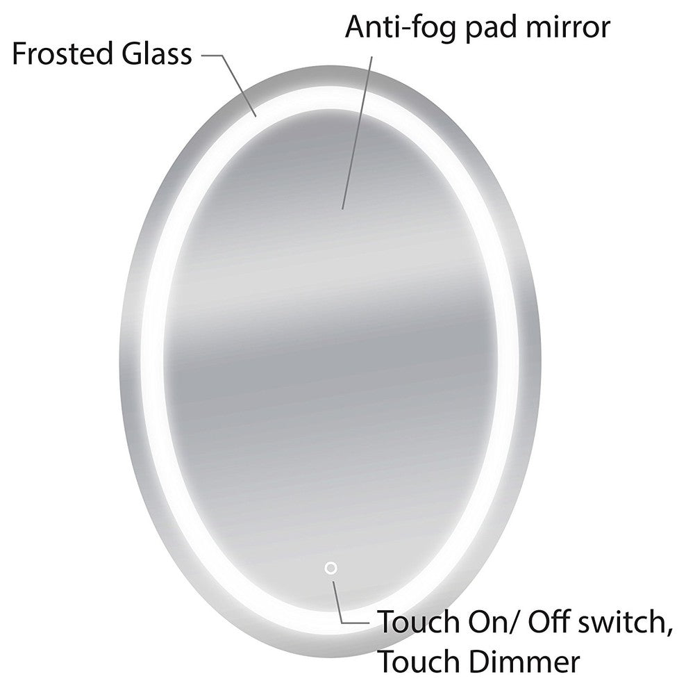 Dyconn Faucet Edison Oval Wall Mounted Backlit Vanity Bathroom LED Mirror, 18"w