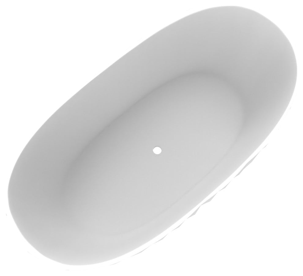 Knightsbrook 64" Freestanding Soaking Solid Surface Stone Resin Bathtub, White