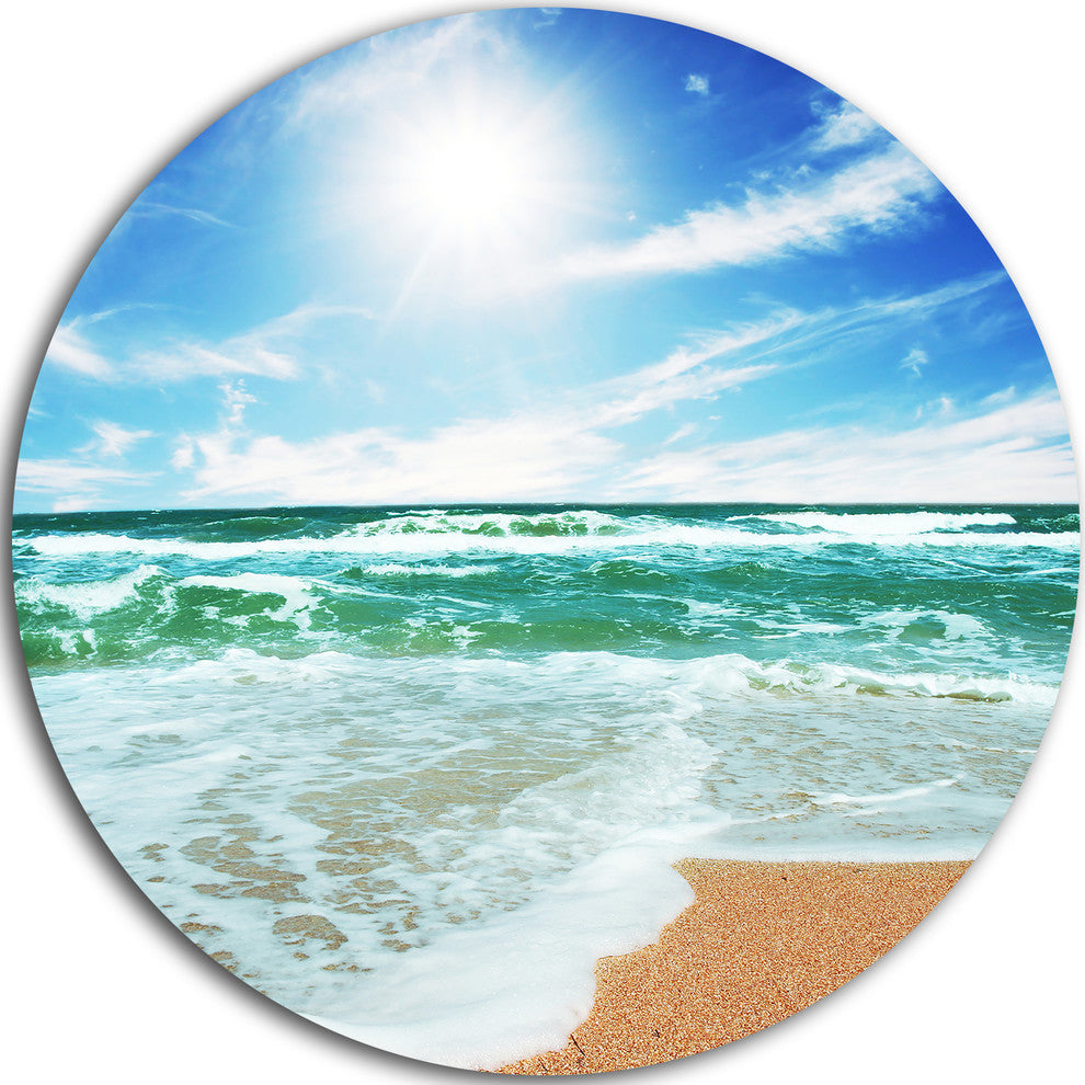 Vibrant Summer Sea At Daylight, Modern Beach Round Wall Art, 36"