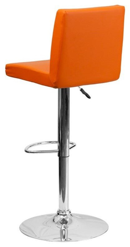 Estella Lori Mid-Back Orange Vinyl Swivel Adjustable Barstool
