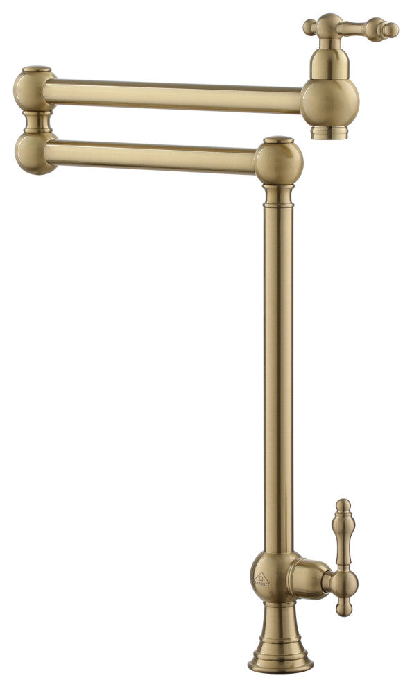Deck-Mounted Double Handle Pot Filler Kitchen Faucet Stove Faucet, Brushed Gold