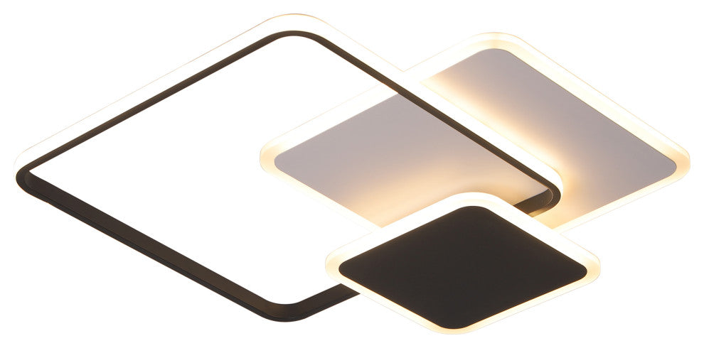 3-Light Unique LED Flush Mount Light Square Ceiling Light, Black/White
