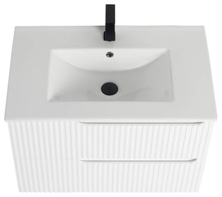 Citiscape Bath Vanity, Textured Drawer Fronts Sink Included, White, 30"