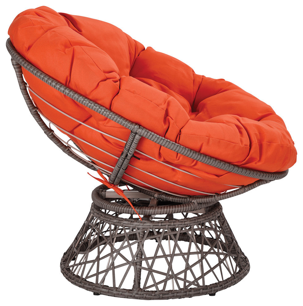 Papasan Chair, Orange/Gray