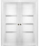 Interior Double Pocket Doors 48x80 in Opaque Glass | Sete 6900 White Silk