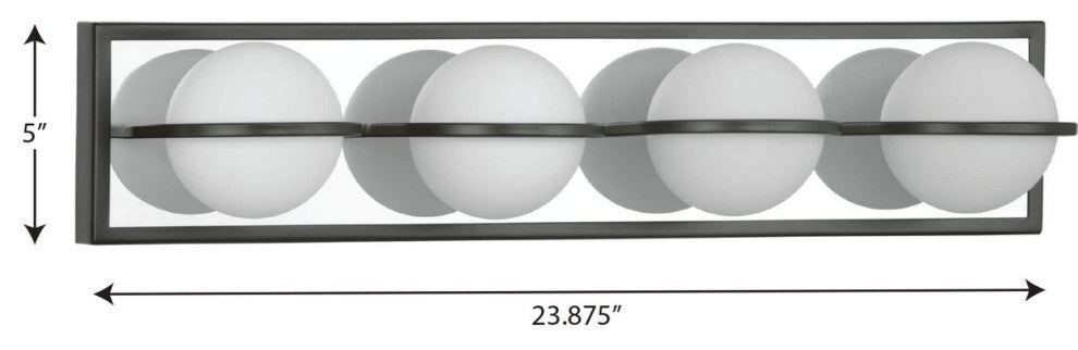 Pearl LED 4-Light Opal Glass LED Modern Bath Vanity Light, Matte Black