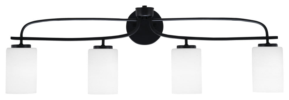 Cavella 4 Light Bath Bar, Matte Black Finish, 4" White Muslin Glass