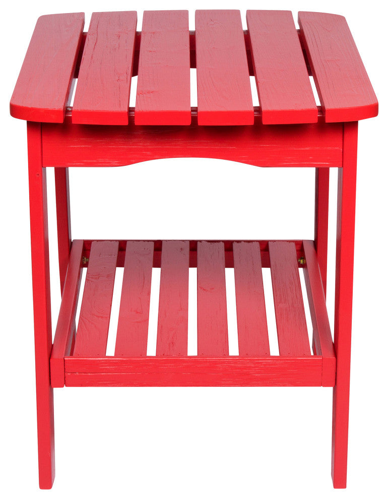 Shine Co. Cedar Wood Hydro-Tex Adirondack Square Corner Table Cherry Red 4113CR