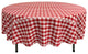 LA Linen Round Gingham Checkered Tablecloth, White and Red, 72" Round