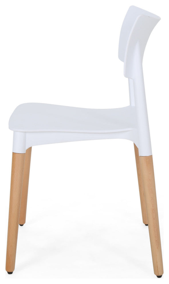 Isabel Dining Chair With Beech Wood Legs, Set of 2, White, Natural