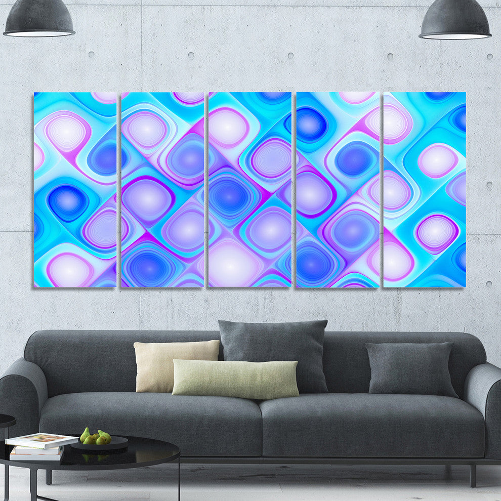 Dense Blue Pattern with Swirls, Abstract Wall Art Canvas, 60"x28", 5 Panels
