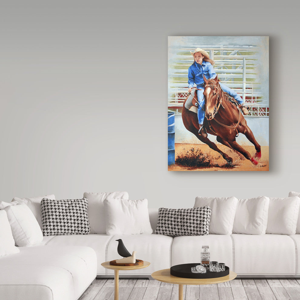 Carol J Rupp 'Barrel Racing' Canvas Art, 14"x19"