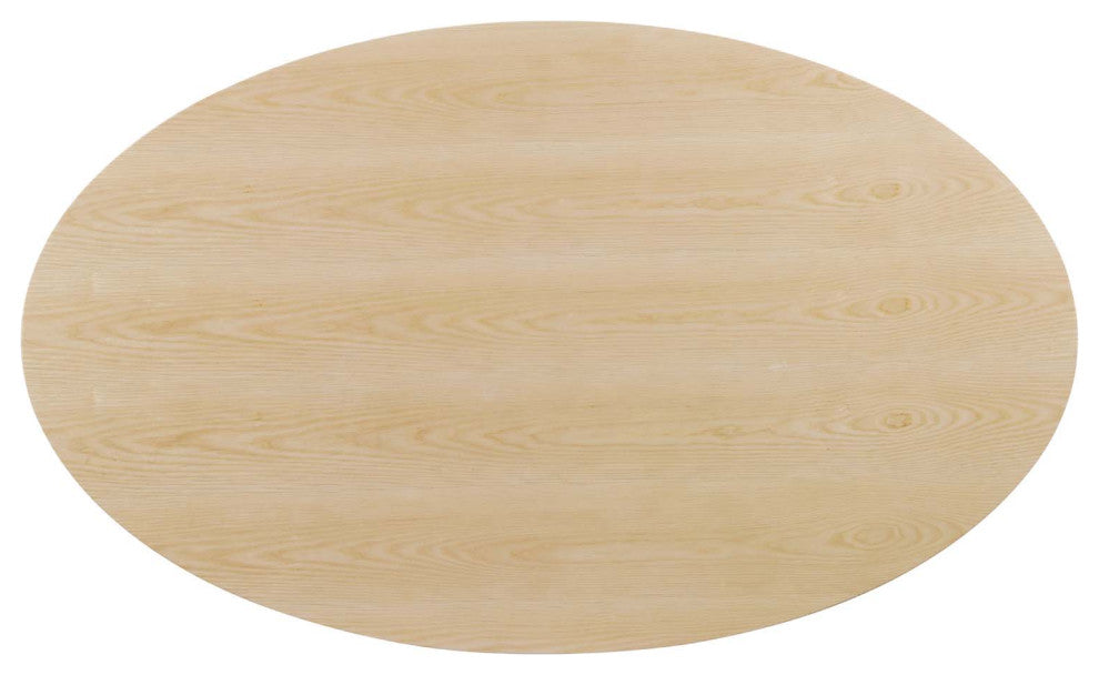 Dining Table, Oval, Wood, Gold Brown Natural, Modern, Cafe Bistro Restaurant