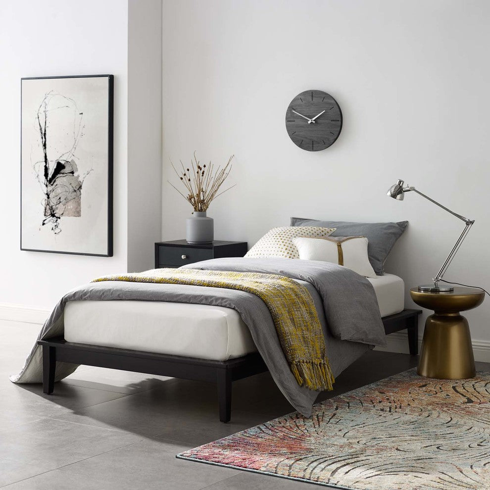Walnut Lodge Twin Wood Platform Bed Frame