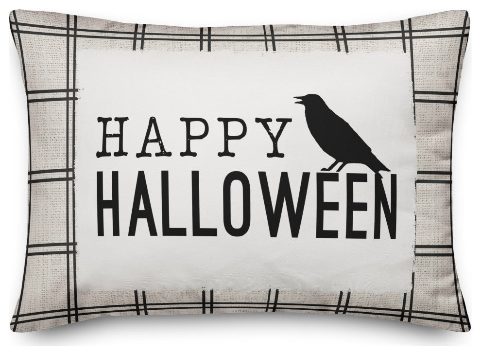 Happy Halloween Crow 14x20 Throw Pillow