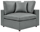 Commix Down Filled Overstuffed Vegan Leather 5-Piece Sectional Sofa - Gray